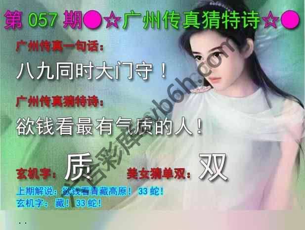 广州传真中特诗