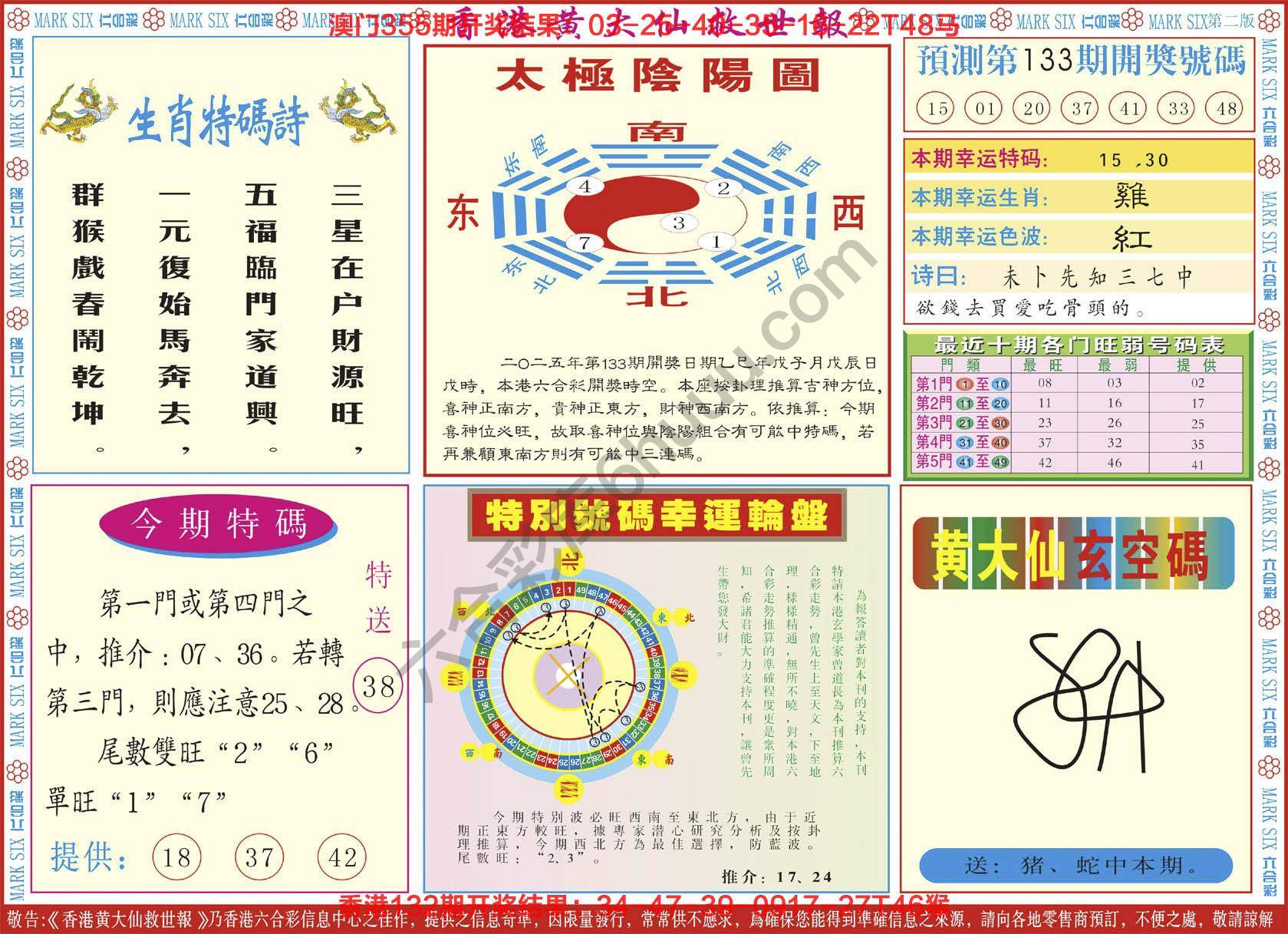 香港黄大仙救世报