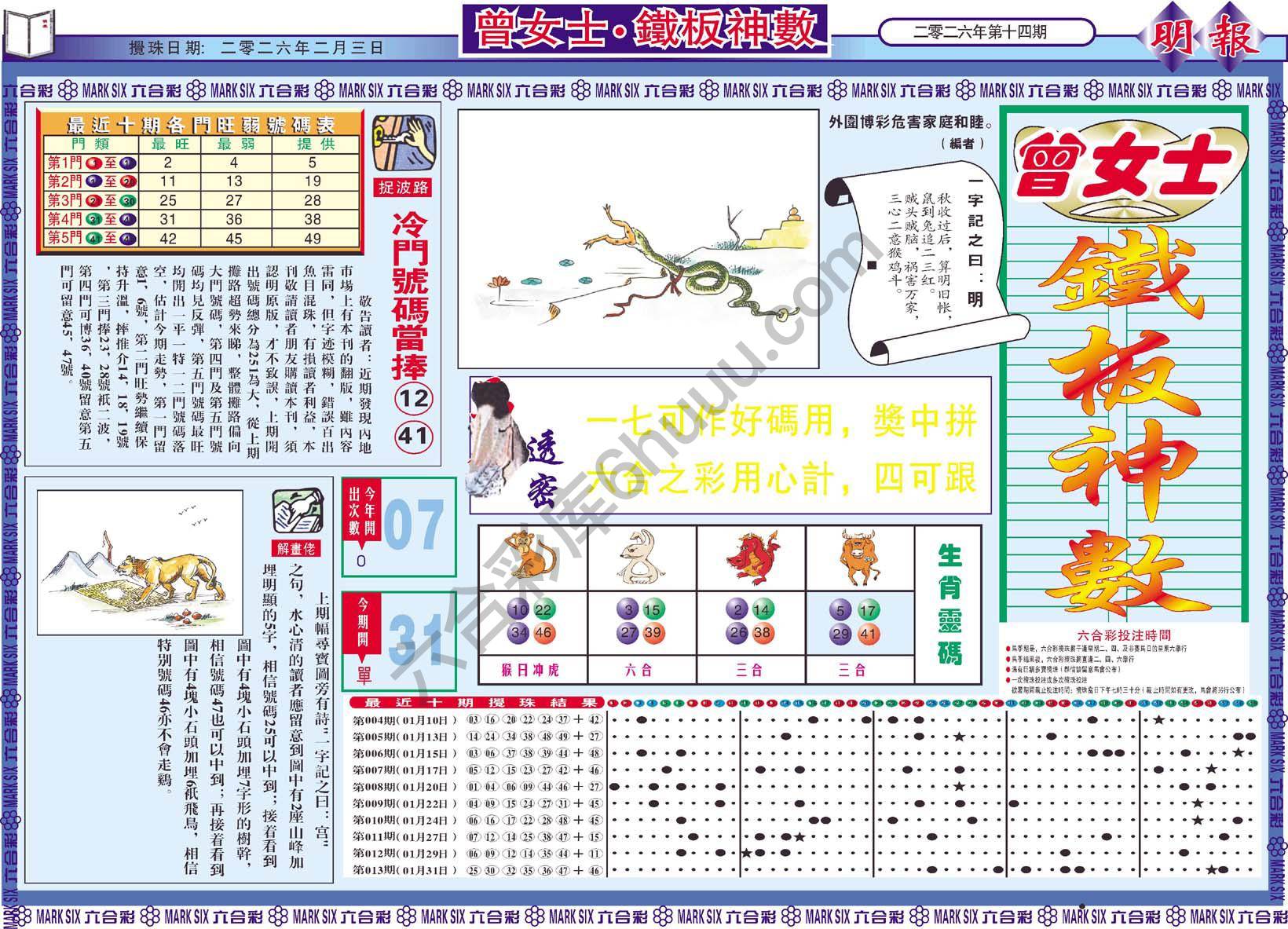 曾女士铁板神数