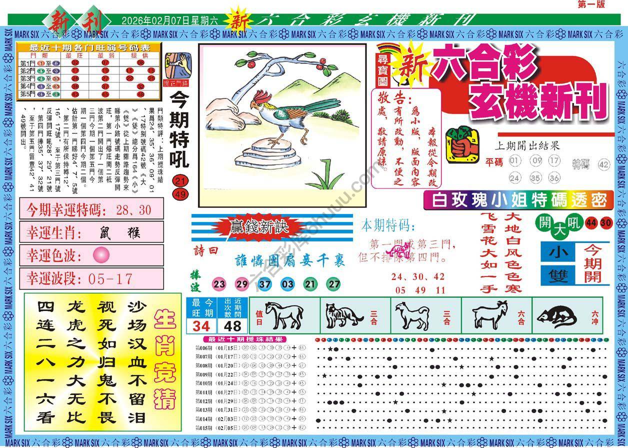 新六合彩特码新刊