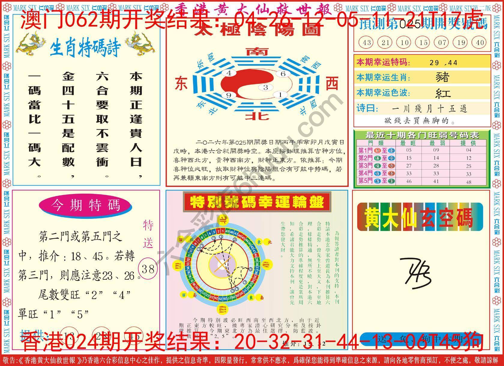 香港黄大仙救世报