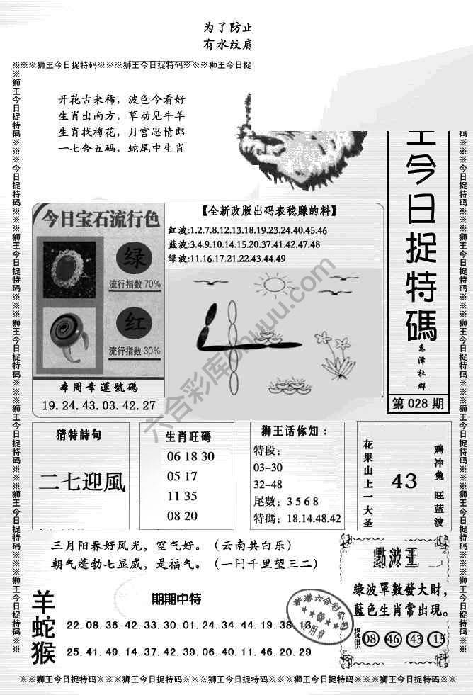 狮王今日抓特码