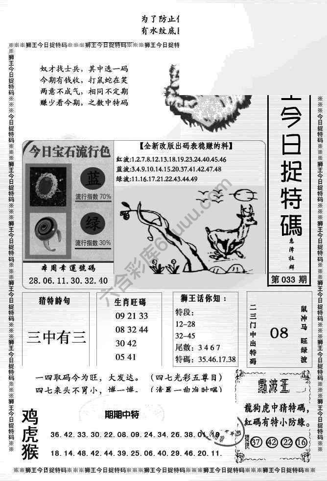 狮王今日抓特码