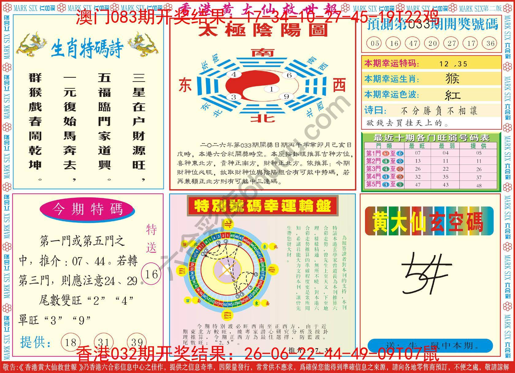 香港黄大仙救世报