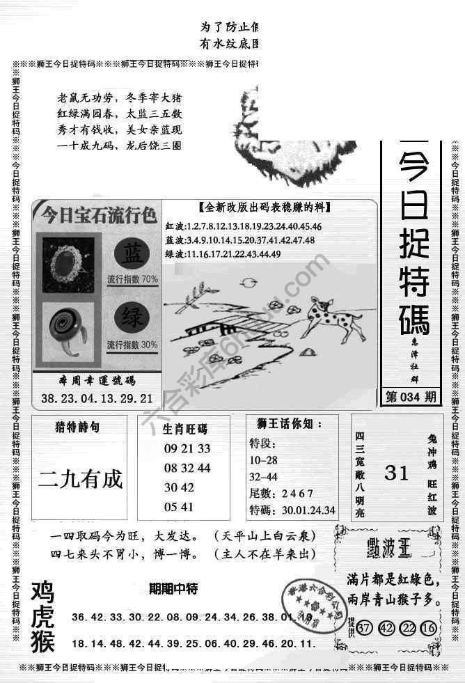 狮王今日抓特码