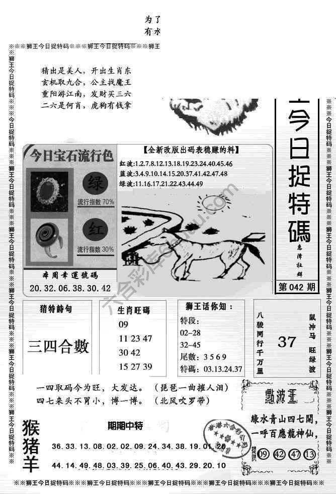 狮王今日抓特码