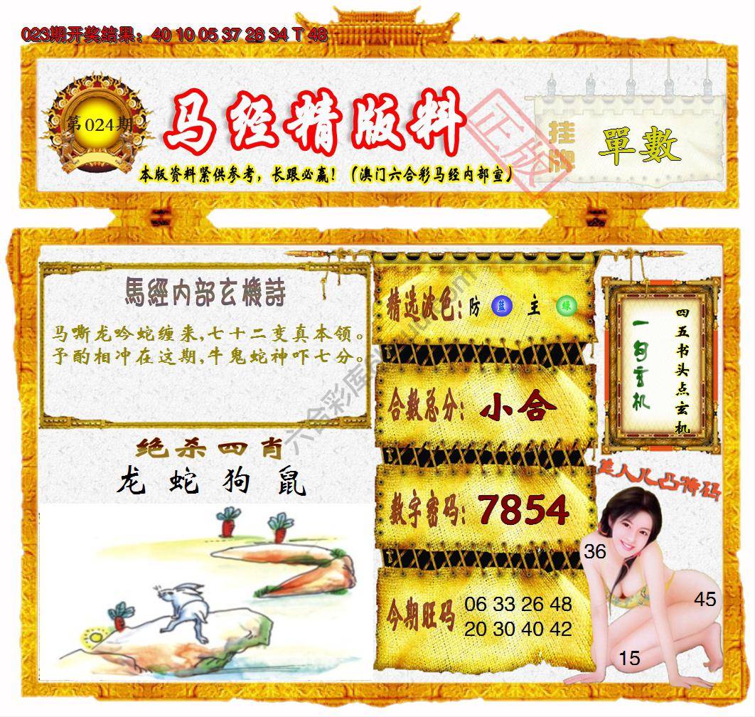 马经精版料