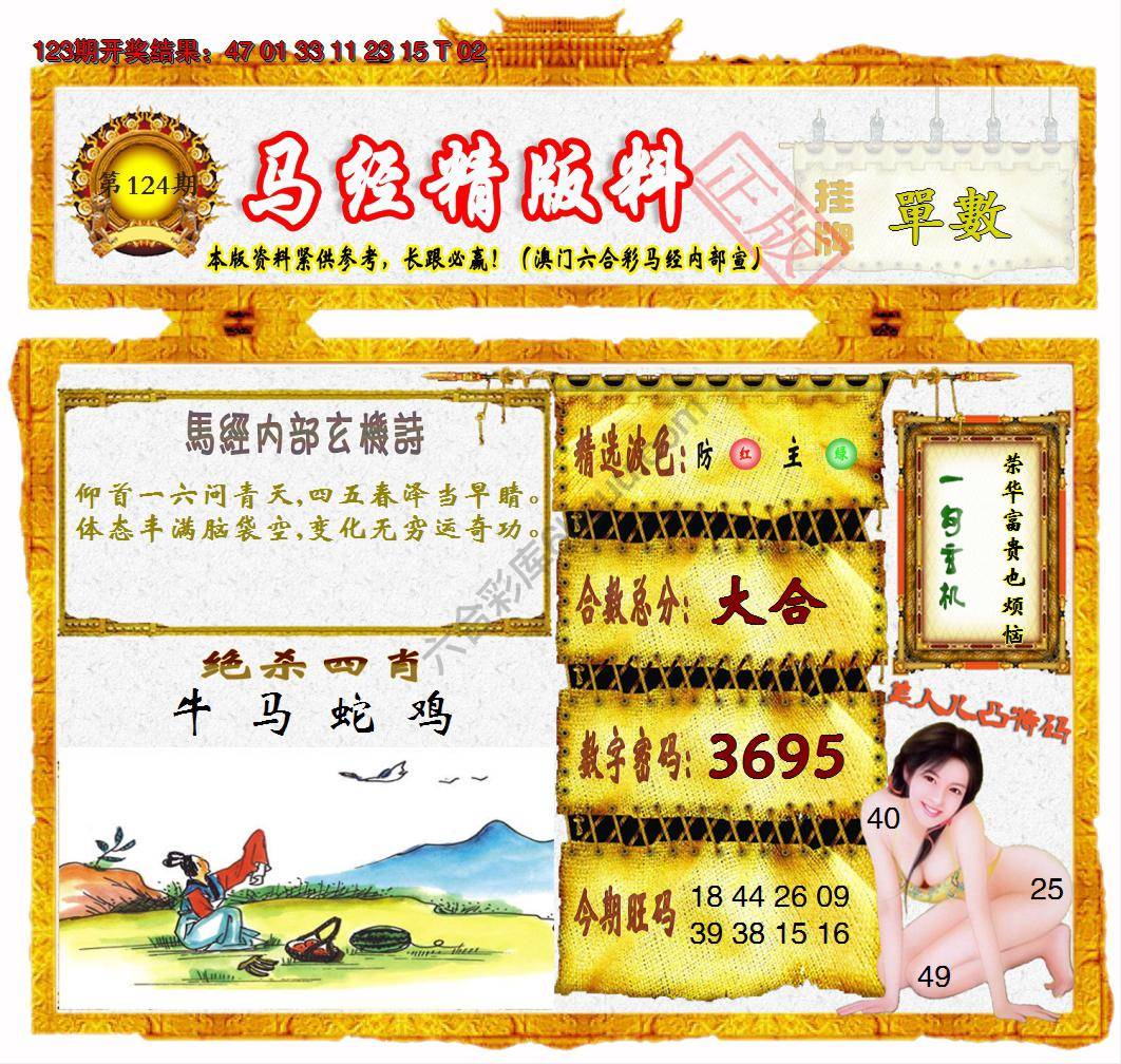 马经精版料
