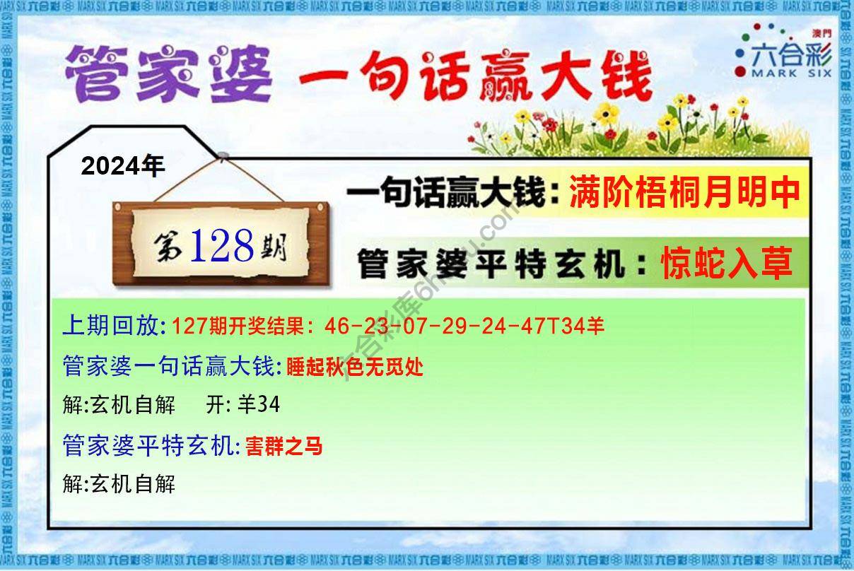 管家婆一句赢大钱
