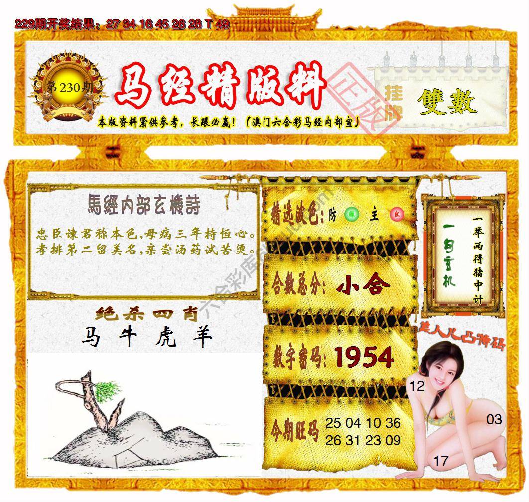 马经精版料