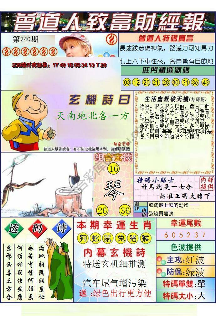 澳门曾道人致富财经报