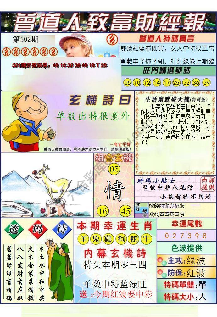 澳门曾道人致富财经报