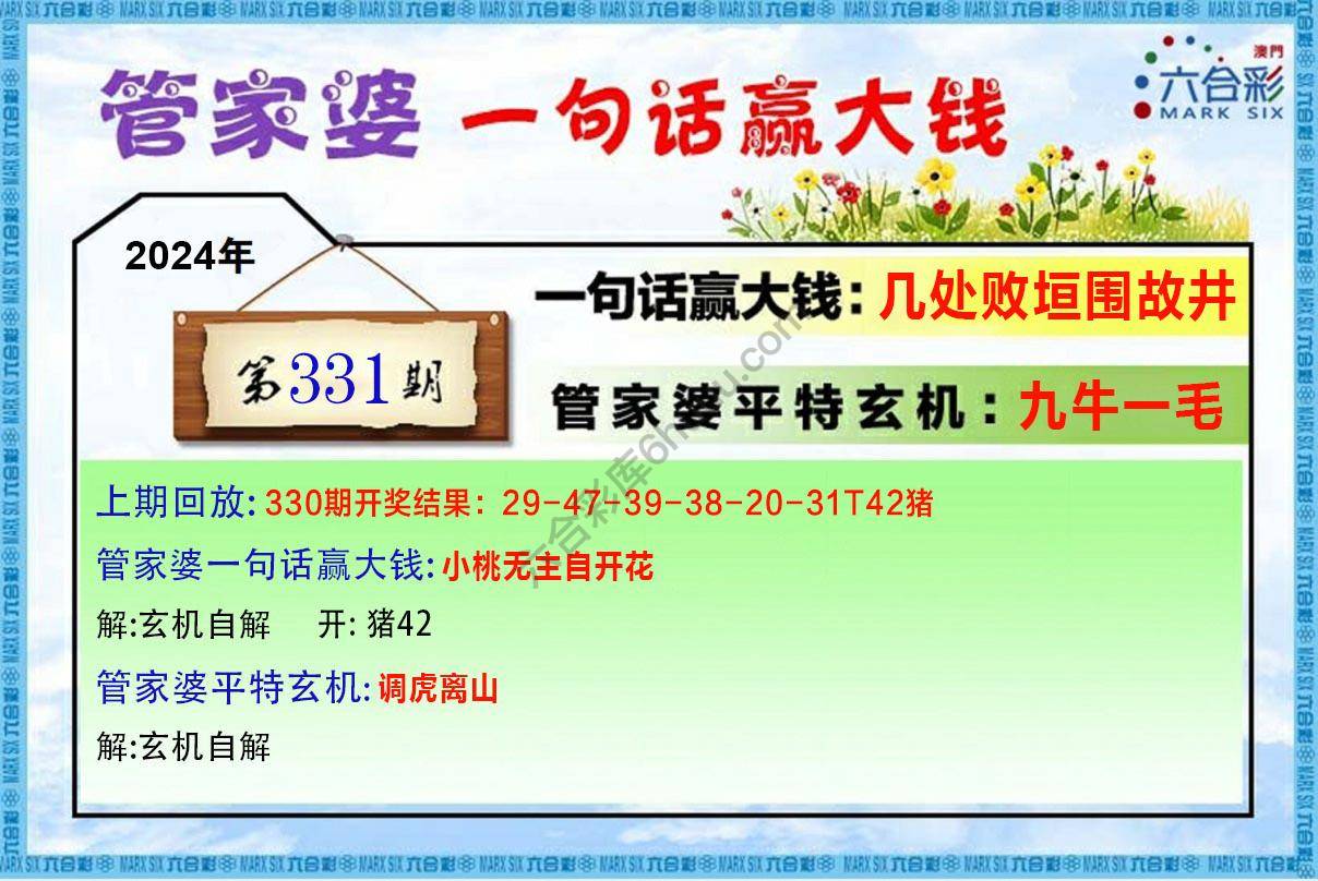 管家婆一句赢大钱
