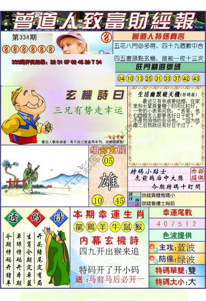 澳门曾道人致富财经报