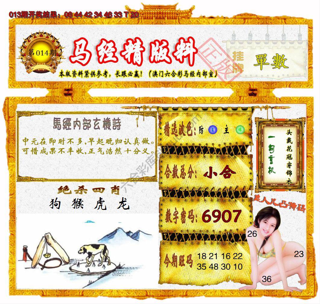 马经精版料