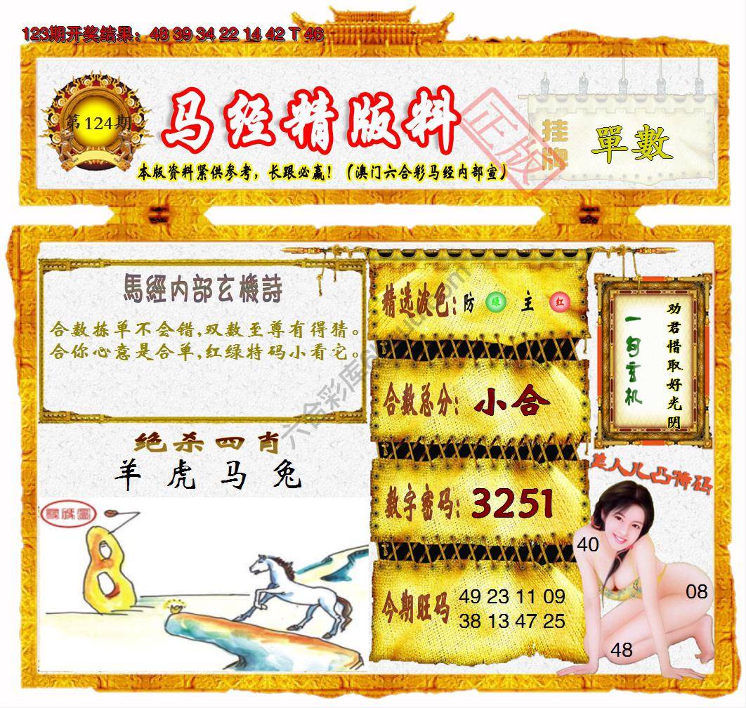 马经精版料