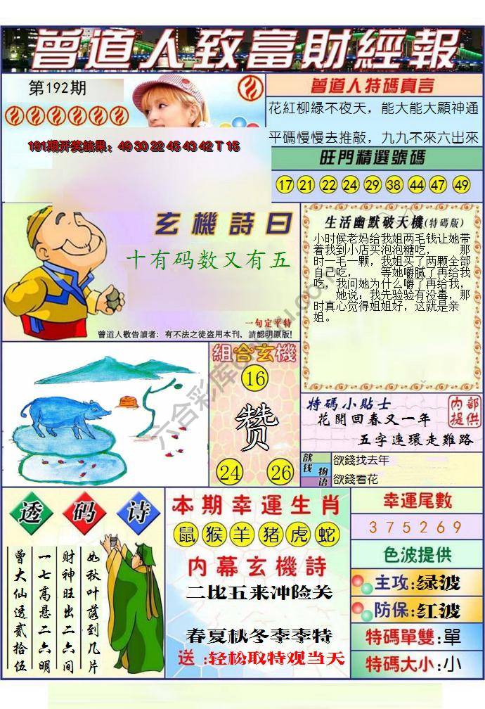 澳门曾道人致富财经报