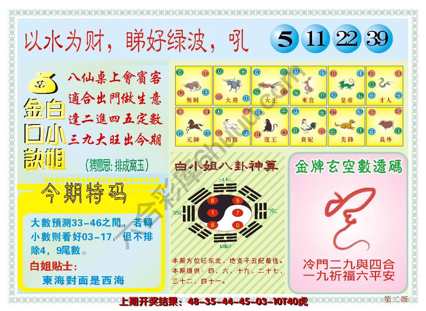 澳门白小姐金口决