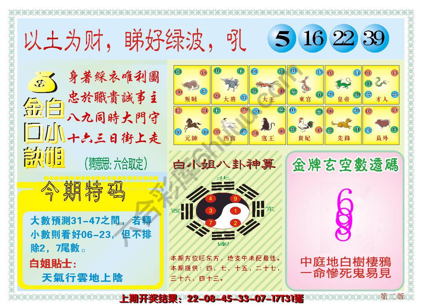 澳门白小姐金口决