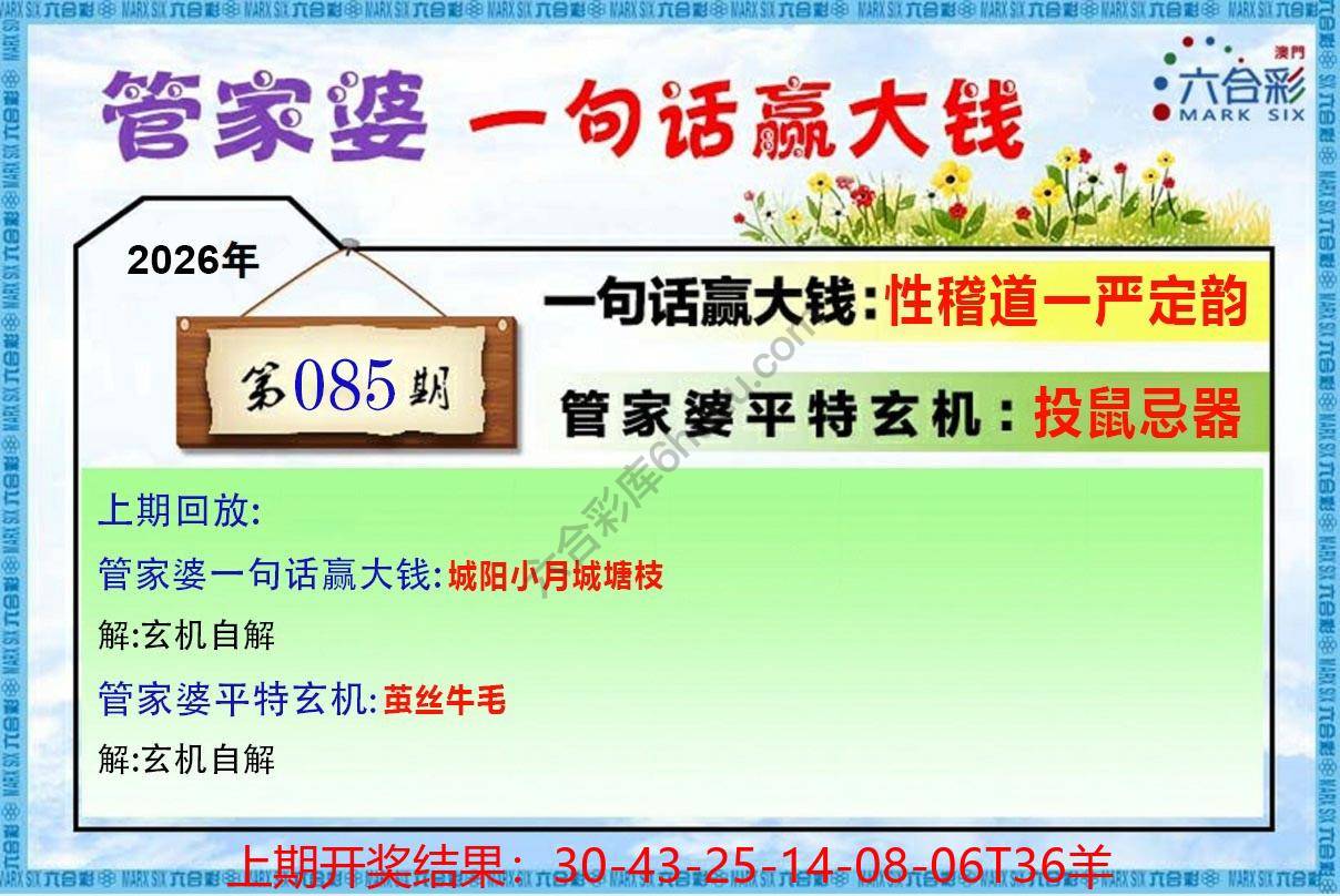 管家婆一句赢大钱